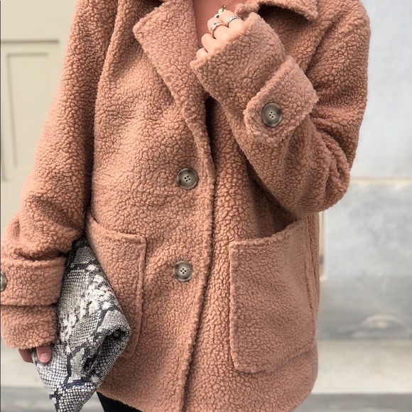 Lorna 2 Teddy Coat - Nude Peach - Picture 6 of 8